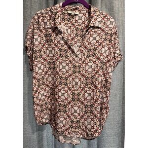 Liverpool Los Angeles Dolman Cap Sleeve Soft Size Large Button Down Shirt